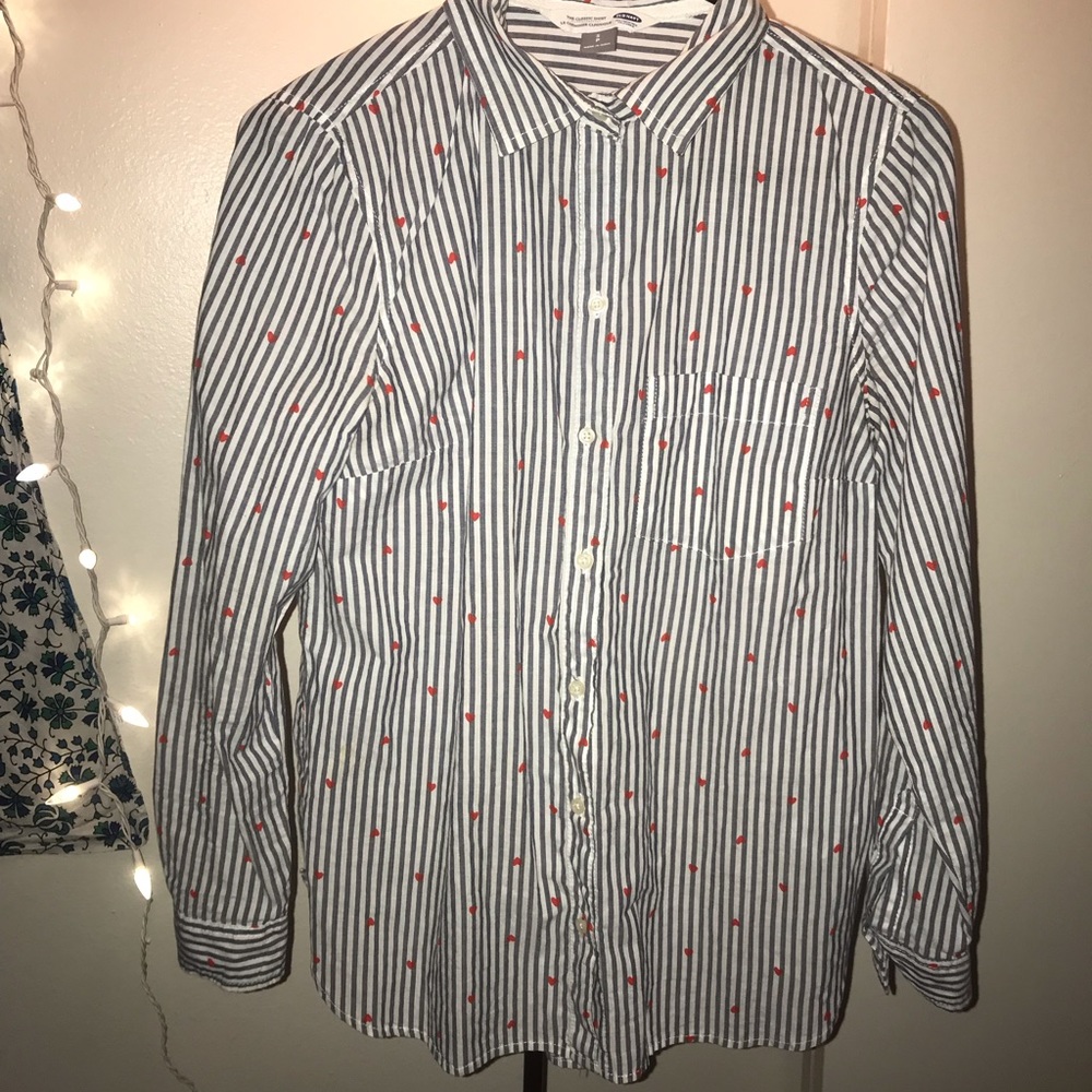 Old Navy Heart & Stripes Button Up